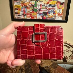 Red Crocodile Pattern Card Holder